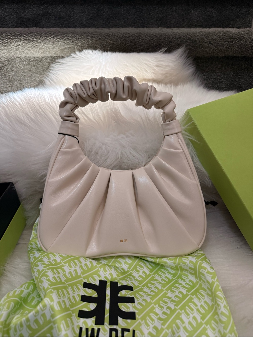 JW PEI Gabbi Ruched Cream Women's Shoulder Bag